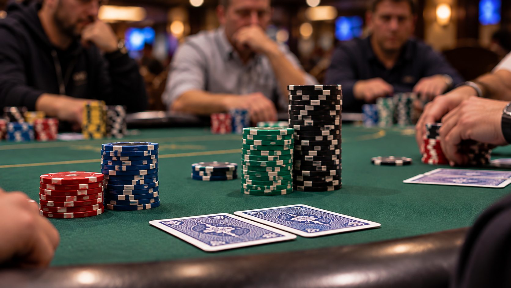 Different poker chip stack sizes to observe when sitting down at a new poker table.